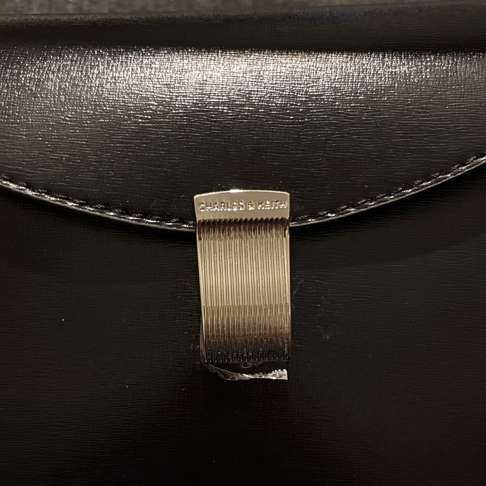 Charles & Keith Shiny Black Shoulder Bag - Picture 5 of 9